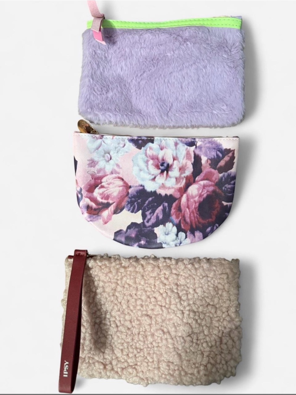 ipsy Lavender, Floral & Cream 3-Piece Cosmetic Pouch Trio